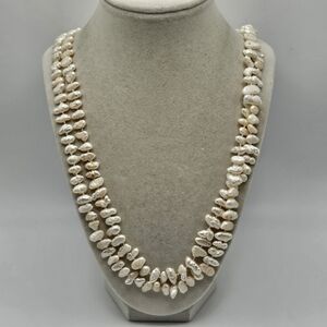 VINTAGE Cream Freshwater Baroque Rice Pearl Opera Length 55" Strand Necklace
